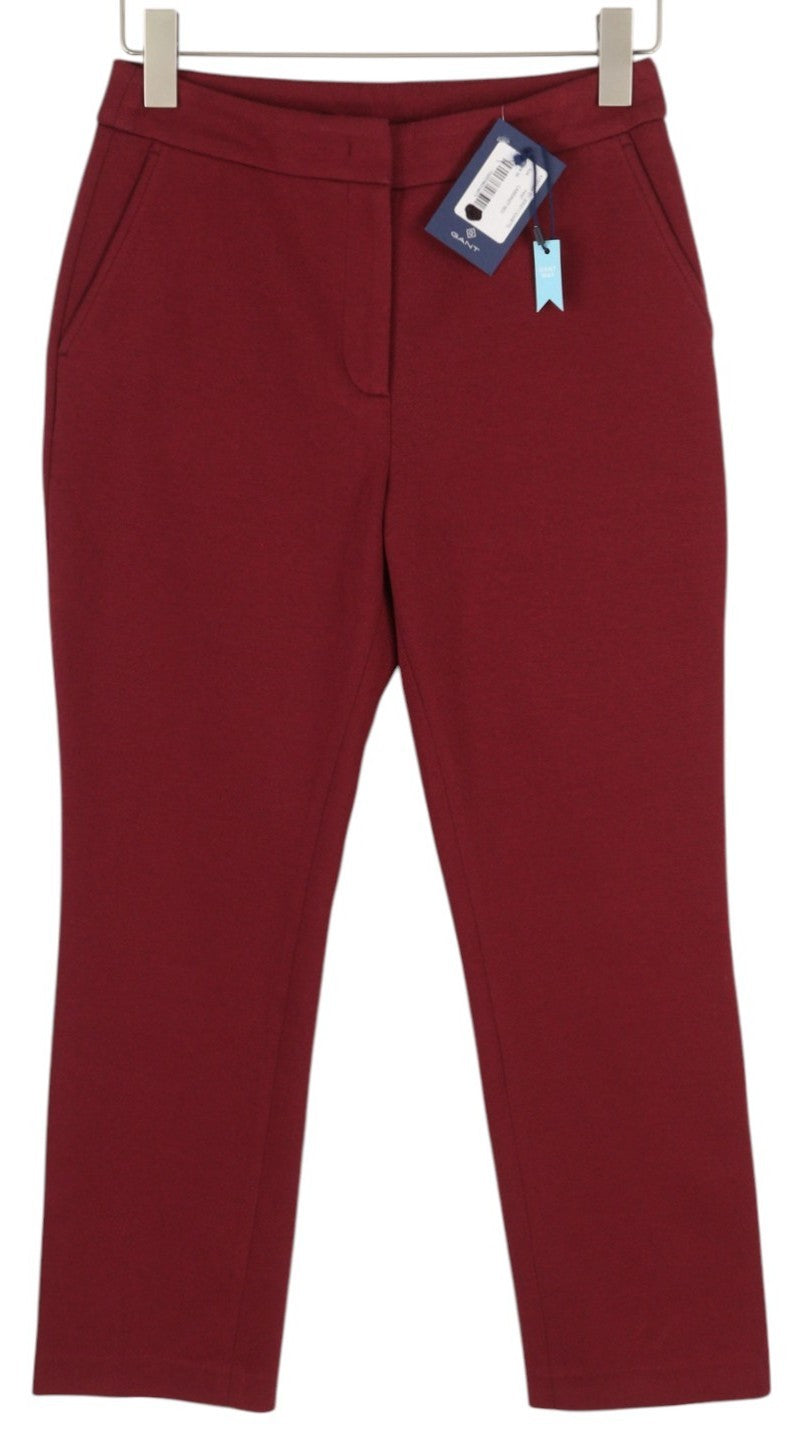 GANT Jersey Cigarette Women Trousers EU36 Red Slim Fit Flat Front Ankle Length