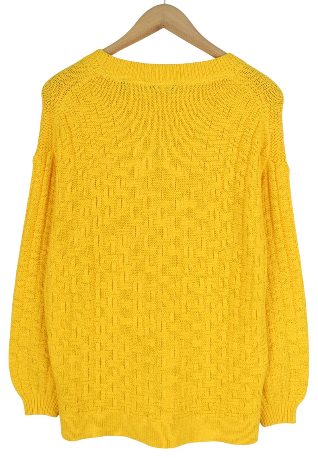 GANT Signature Textured C-Neck Women Jumper L Yellow Knitted Casual Pullover