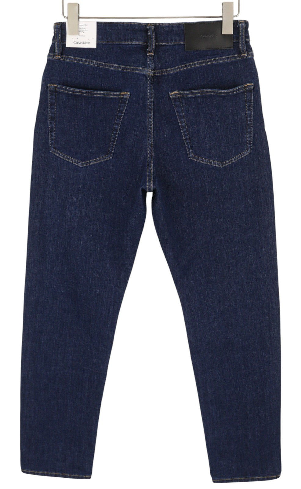 CALVIN KLEIN Tapered Rinse Blue Men Jeans W30/L30 Dark Blue Zip Fly Logo Denim