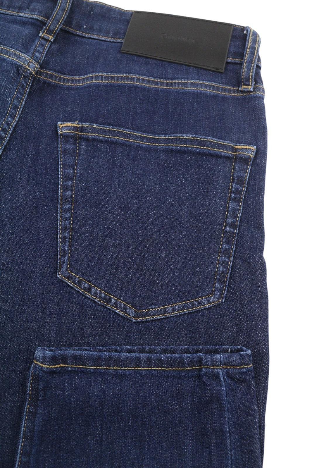 CALVIN KLEIN Tapered Rinse Blue Men Jeans W30/L30 Dark Blue Zip Fly Logo Denim