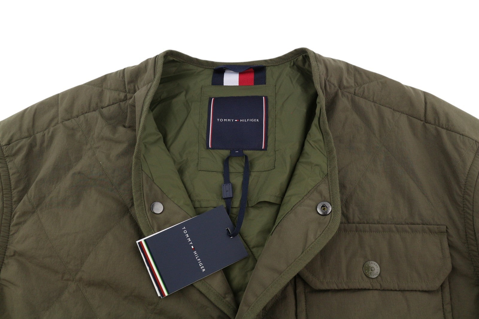 TOMMY HILFIGER Packable Recycled Liner Men Jacket M Khaki Green Padded RRP239