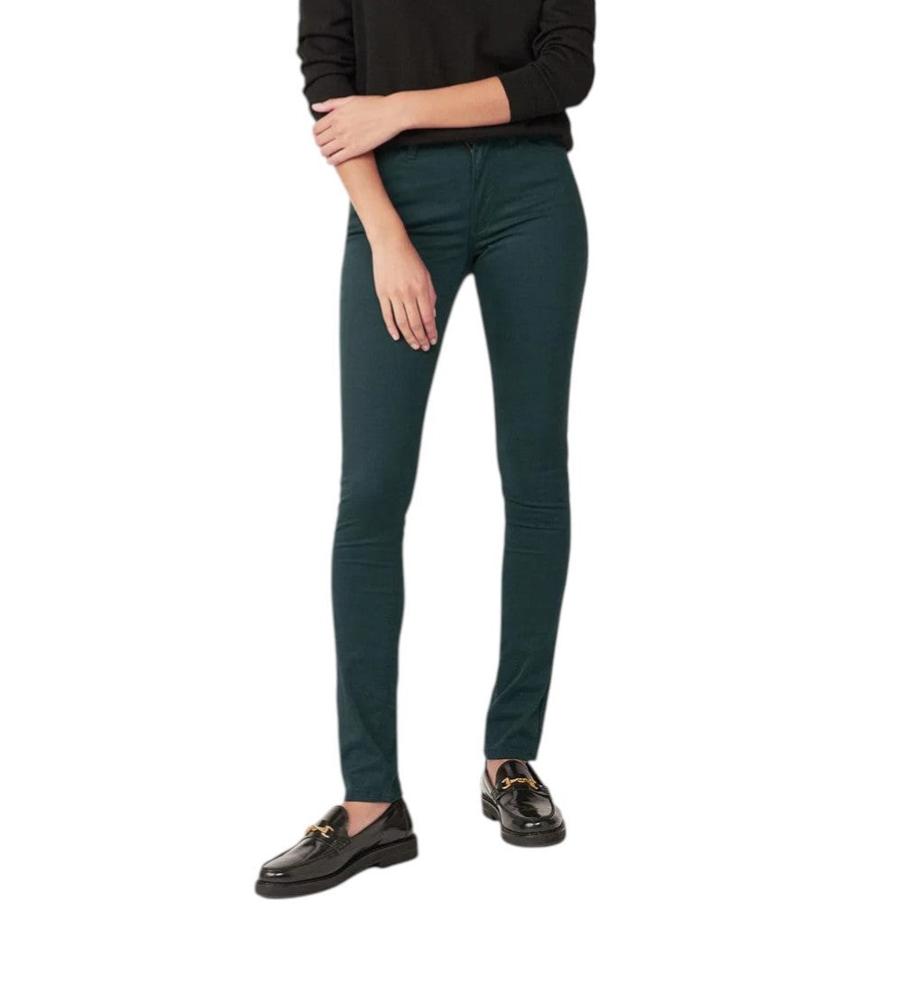 GANT Skinny Satin Women Trousers W26/L32 Dark Green Pockets Zip Fly Logo Casual