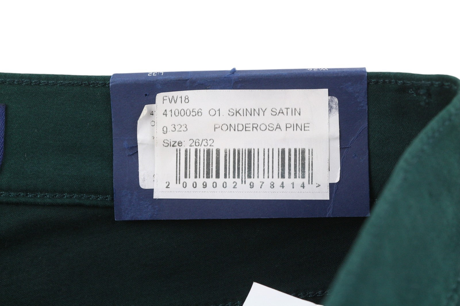 GANT Skinny Satin Women Trousers W26/L32 Dark Green Pockets Zip Fly Logo Casual