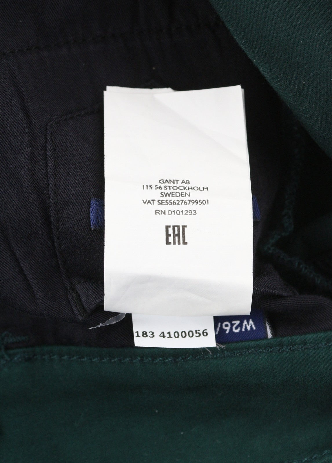 GANT Skinny Satin Women Trousers W26/L32 Dark Green Pockets Zip Fly Logo Casual