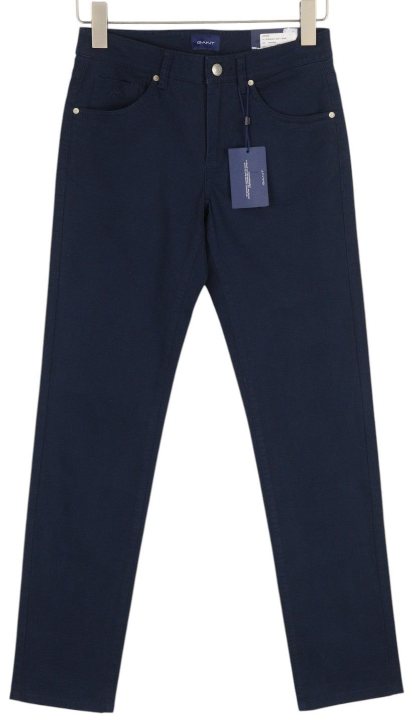 GANT Straight Soft Women Trousers W27/L34 Dark Blue Slim Fit Low Rise Casual
