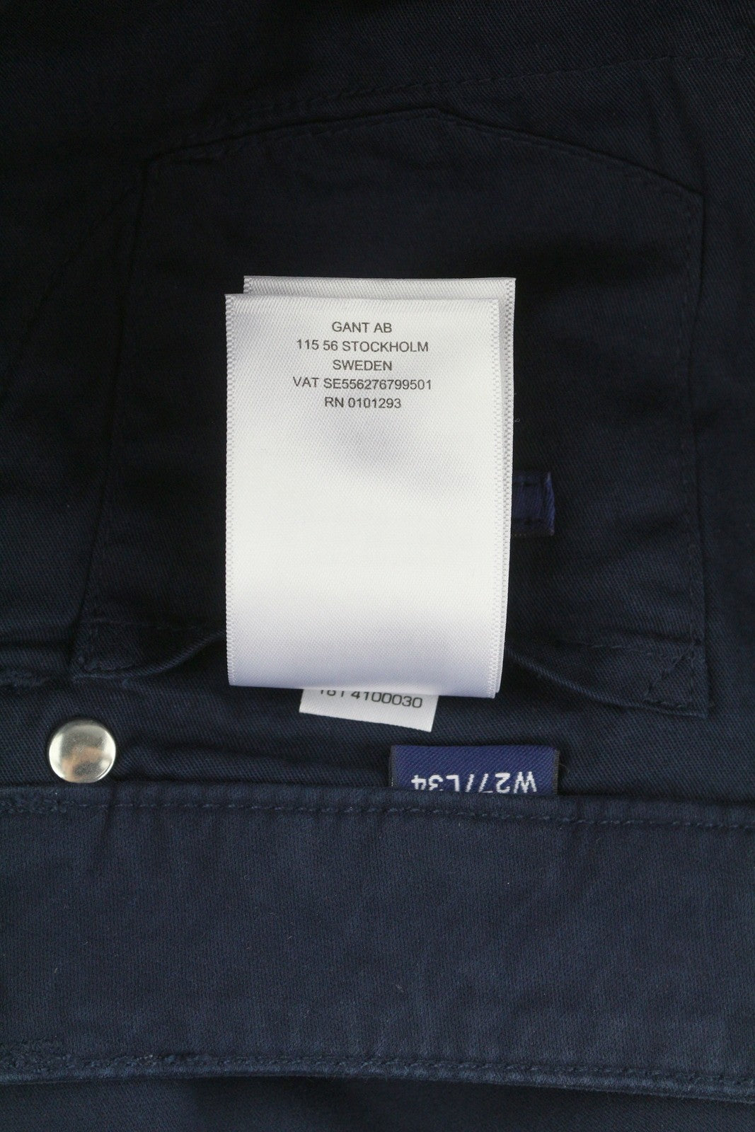 GANT Straight Soft Women Trousers W27/L34 Dark Blue Slim Fit Low Rise Casual