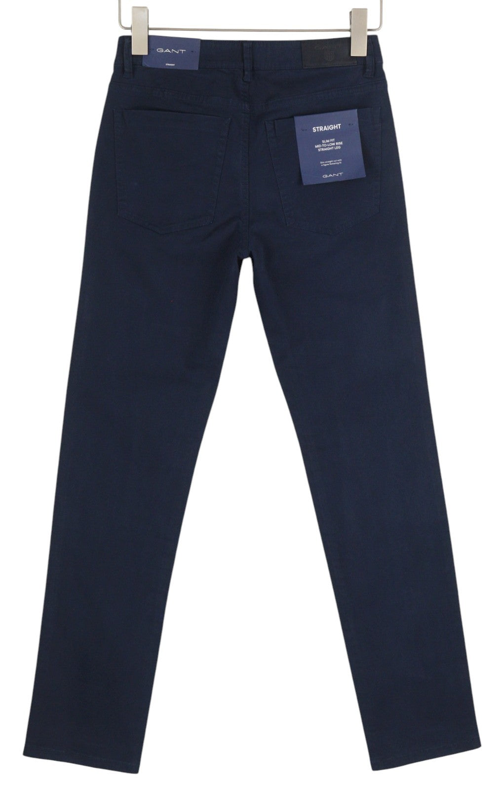 GANT Straight Soft Women Trousers W27/L34 Dark Blue Slim Fit Low Rise Casual