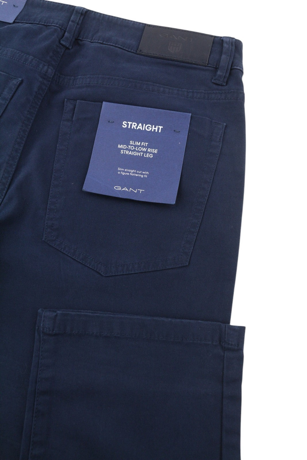 GANT Straight Soft Women Trousers W27/L34 Dark Blue Slim Fit Low Rise Casual