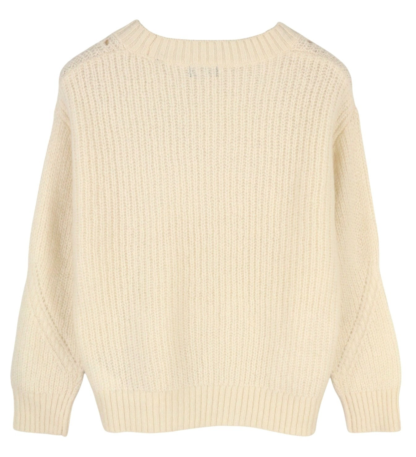 GANT Mohair Detail C-Neck Women Jumper L Off White Wool Blend Knit Pullover