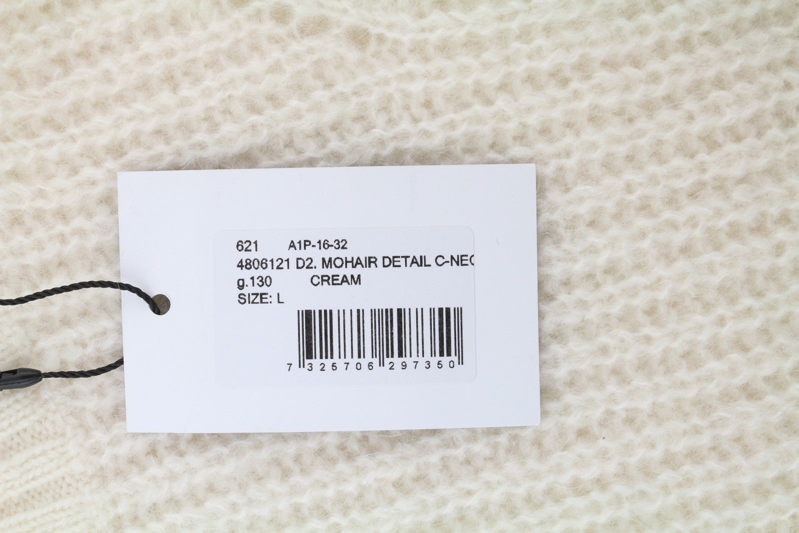 GANT Mohair Detail C-Neck Women Jumper L Off White Wool Blend Knit Pullover