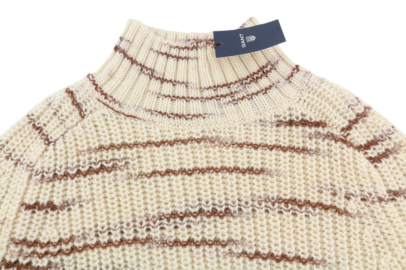 GANT Multi Color Turtle Women Jumper L Beige Wool Tight-Knit Patterned Pullover