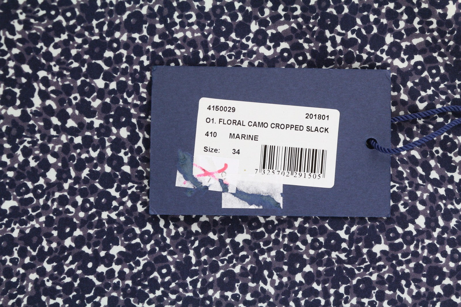 GANT Floral Camo Cropped Slack Women Trousers EU34 Blue Slim Fit Zip Fly Chino