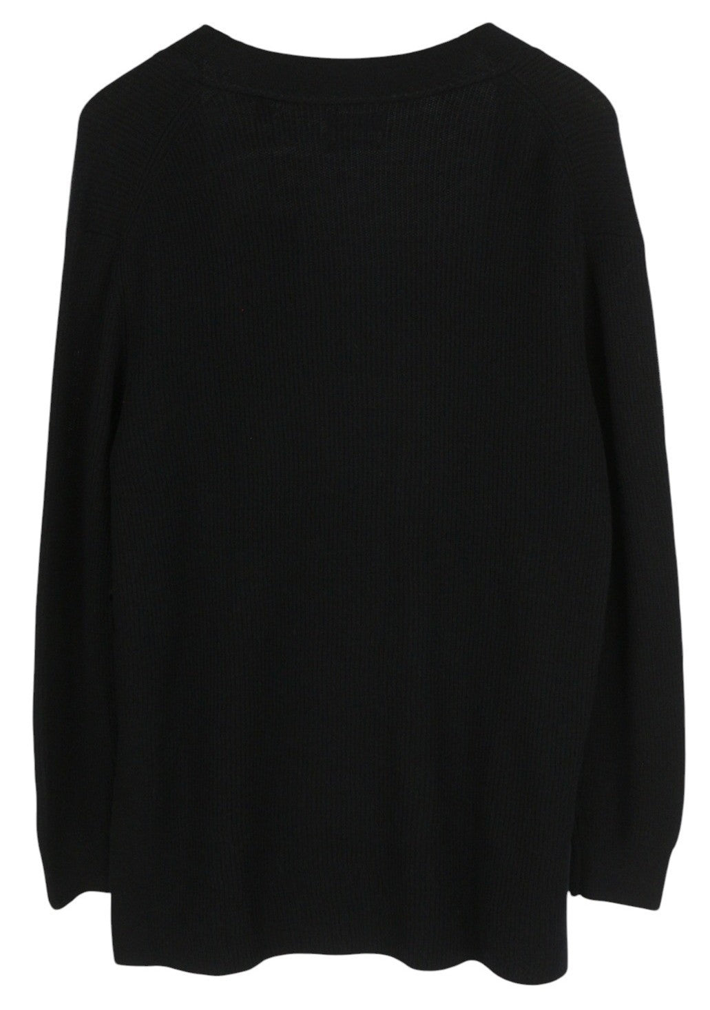 GANT Ribbed Lambswool Cardigan Women Jumper S Black Knitted Long Sleeve Casual