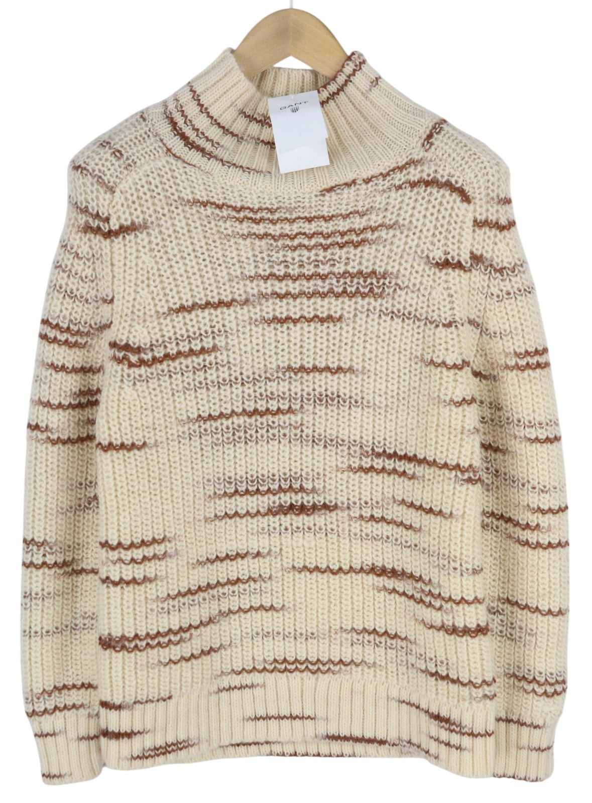 GANT Multi Color Turtle Women Jumper XS Beige Wool Tight-Knit Patterned Pullover