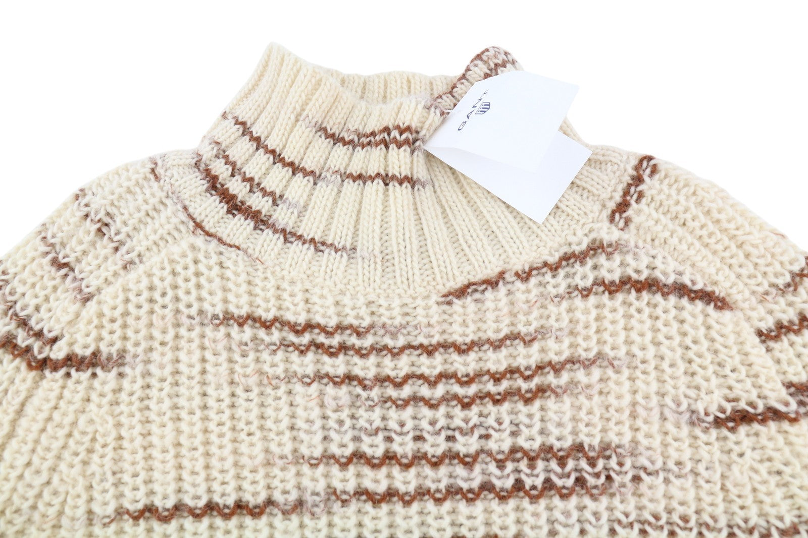GANT Multi Color Turtle Women Jumper XS Beige Wool Tight-Knit Patterned Pullover
