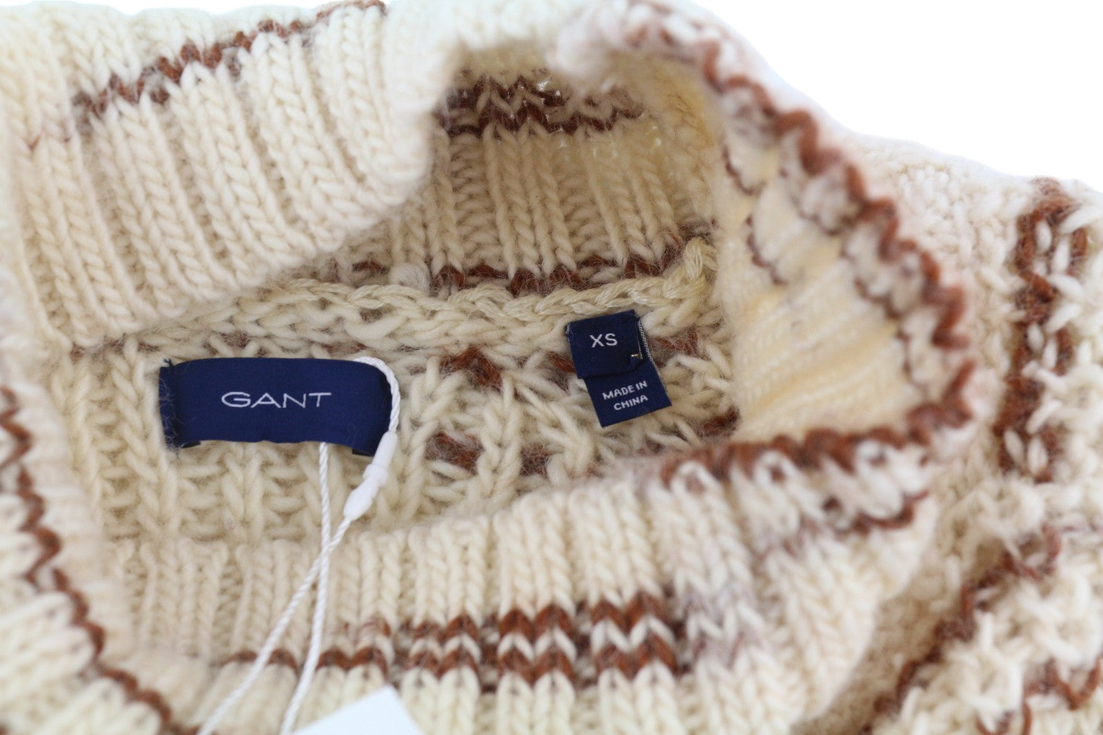 GANT Multi Color Turtle Women Jumper XS Beige Wool Tight-Knit Patterned Pullover