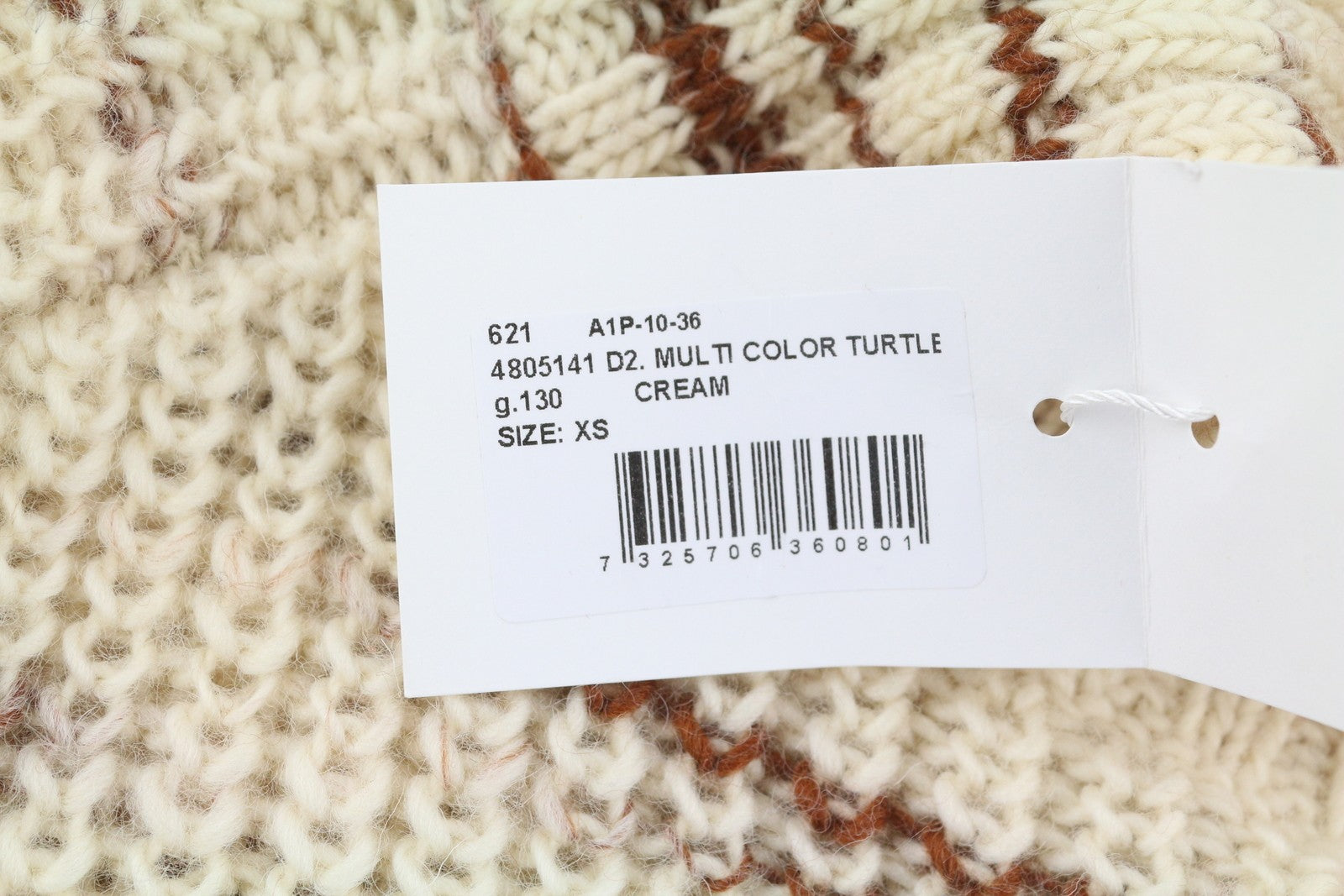 GANT Multi Color Turtle Women Jumper XS Beige Wool Tight-Knit Patterned Pullover
