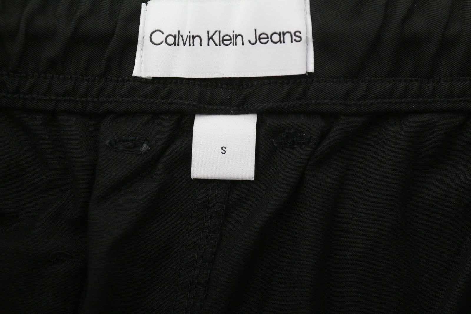 CALVIN KLEIN Straight Cargo Men Trousers S Black Patch Pockets Regular Fit Dark