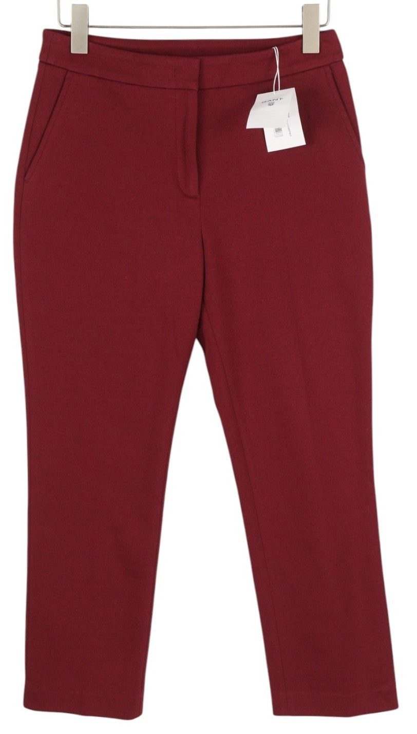 GANT Jersey Cigarette Women Trousers EU38 Red Slim Fit Flat Front Ankle Length
