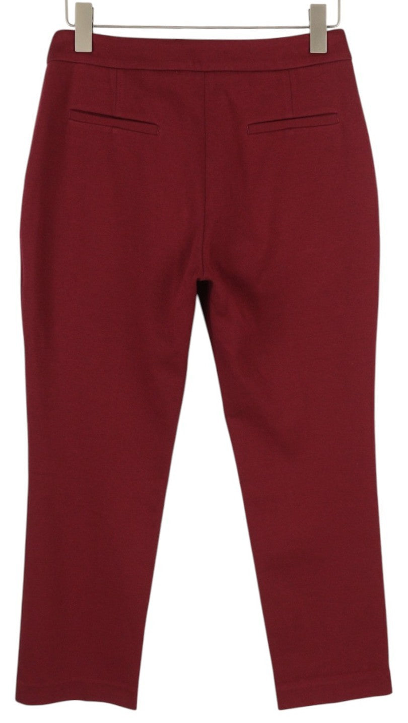 GANT Jersey Cigarette Women Trousers EU38 Red Slim Fit Flat Front Ankle Length