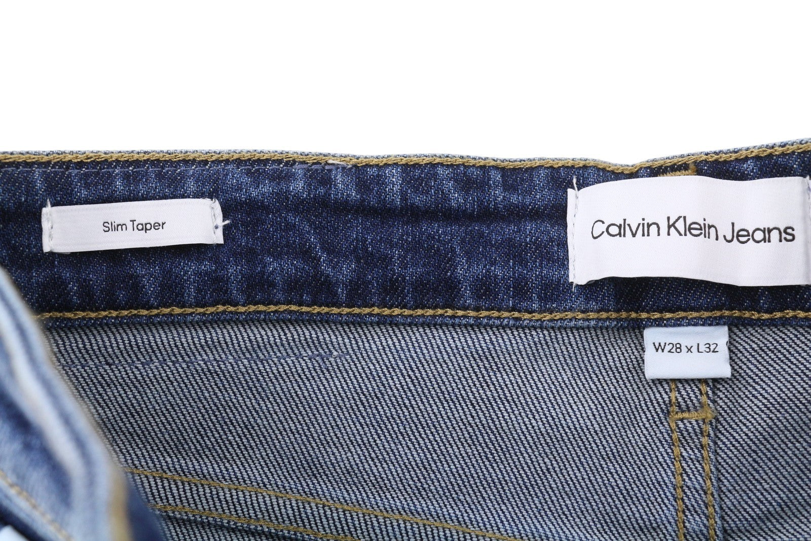 CALVIN KLEIN Slim Taper Men Jeans W28/L32 Blue Washed Faded Ripped Distress
