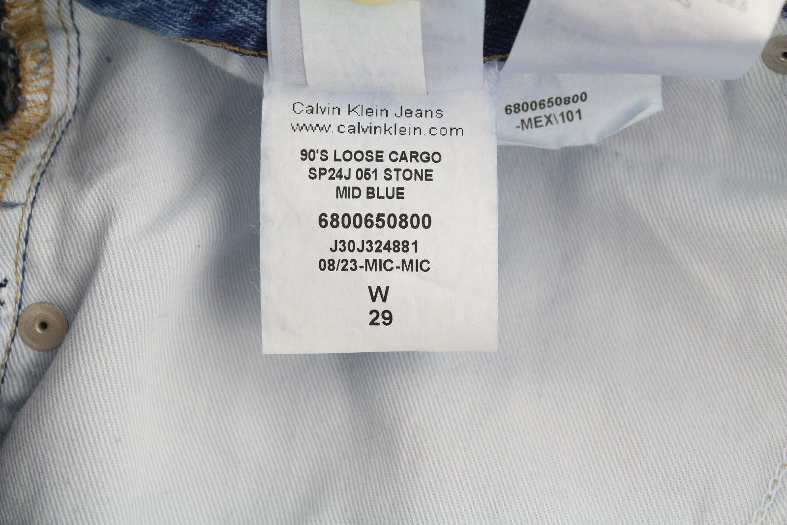 CALVIN KLEIN 90s Loose Cargo Men Jeans W29 Blue Denim Regular Zip Fly Casual