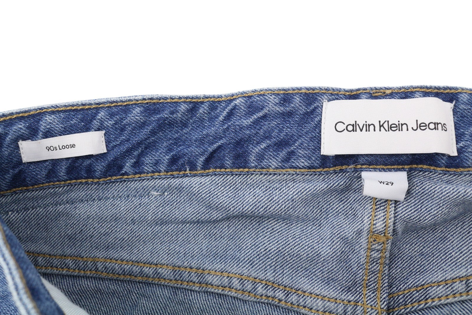 CALVIN KLEIN 90s Loose Cargo Men Jeans W29 Blue Denim Regular Zip Fly Casual