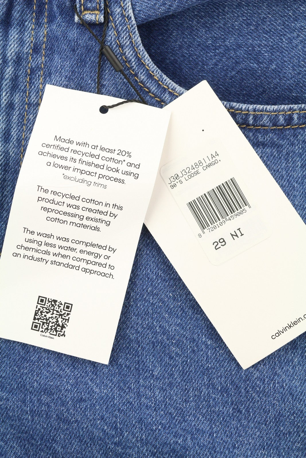 CALVIN KLEIN 90s Loose Cargo Men Jeans W29 Blue Denim Regular Zip Fly Casual