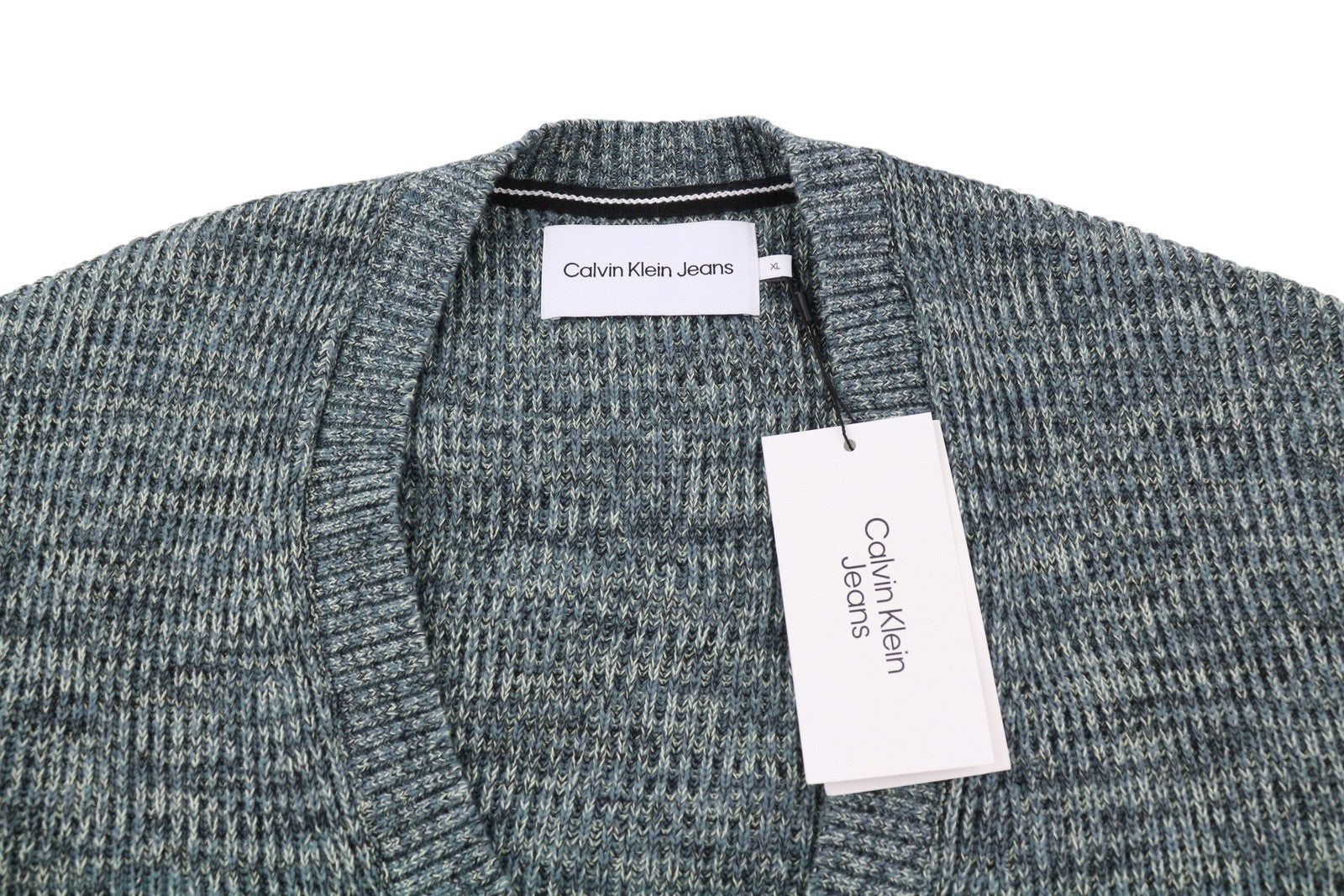 CALVIN KLEIN Twisted Yarn Cardigan Men Jumper XL Multicoloured Button-Up RRP€129