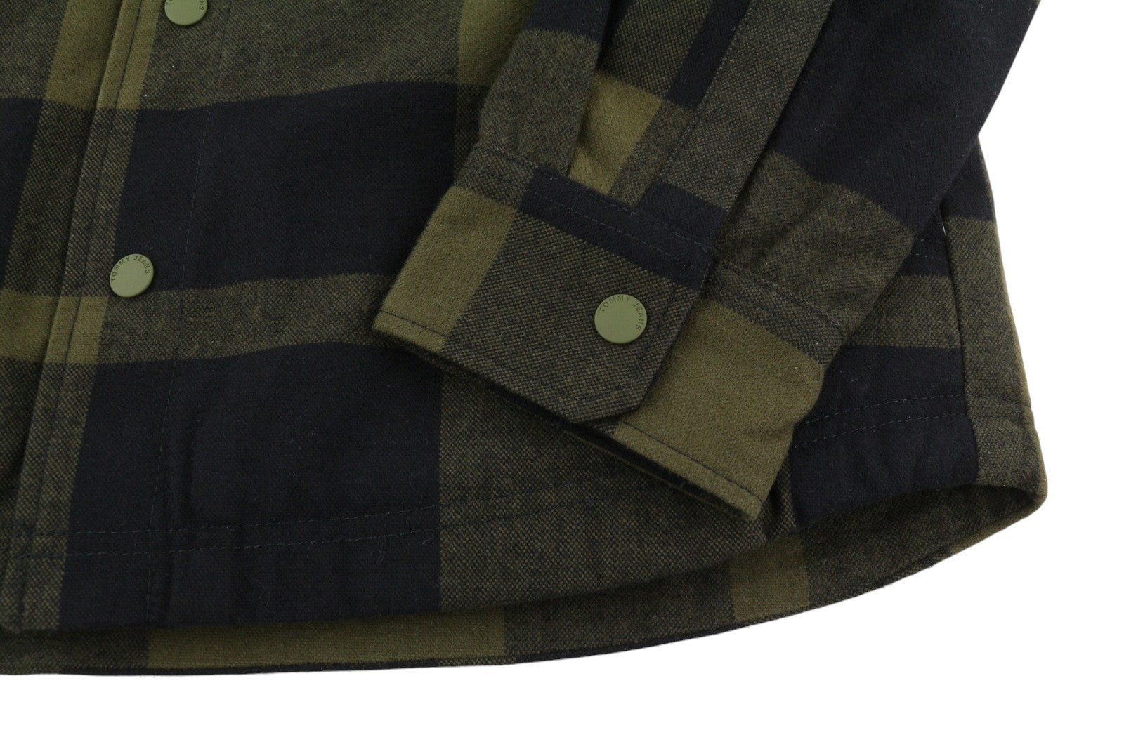 TOMMY HILFIGER Tjm Check Sherpa Men Jacket S Khaki Green Overshirt Logo RRP€170