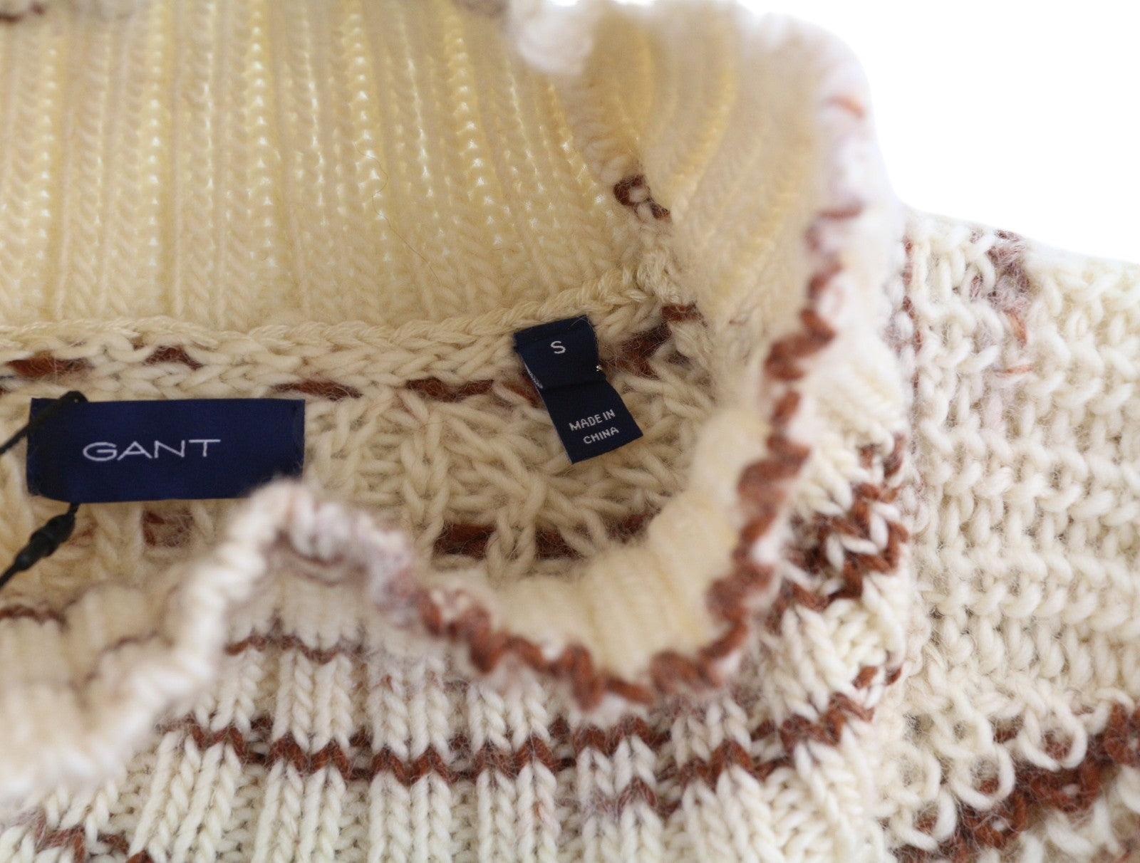 GANT Multi Color Turtle Women Jumper S Beige Wool Tight-Knit Patterned Pullover