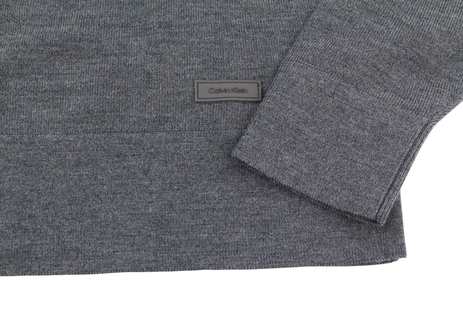 CALVIN KLEIN Merino Comfort Cardigan Men Jumper S Grey Melange Button-Up Knit
