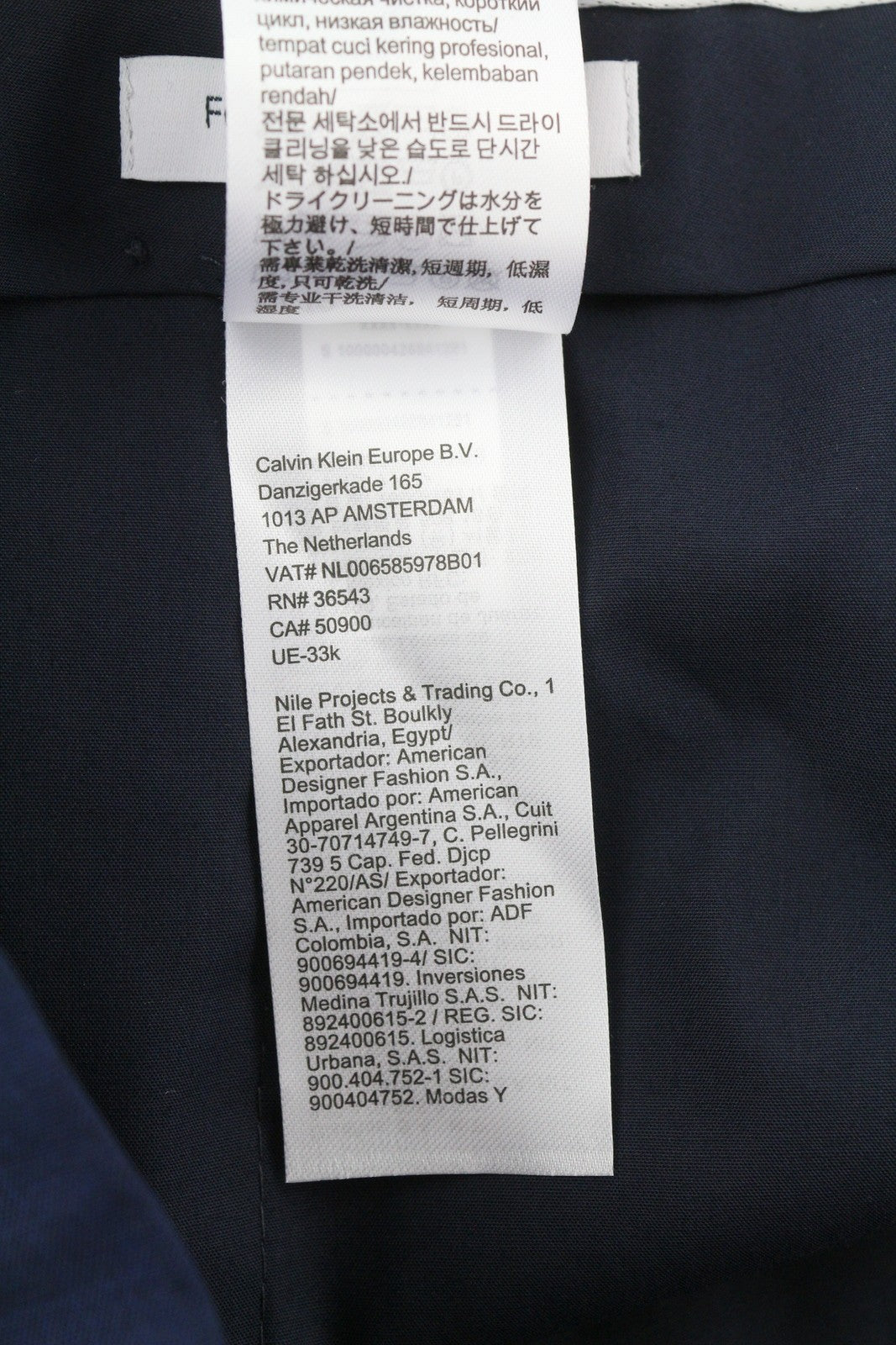 CALVIN KLEIN Stretch Wool Slim Men Trousers W38 Blue Flat Front Classic RRP€139