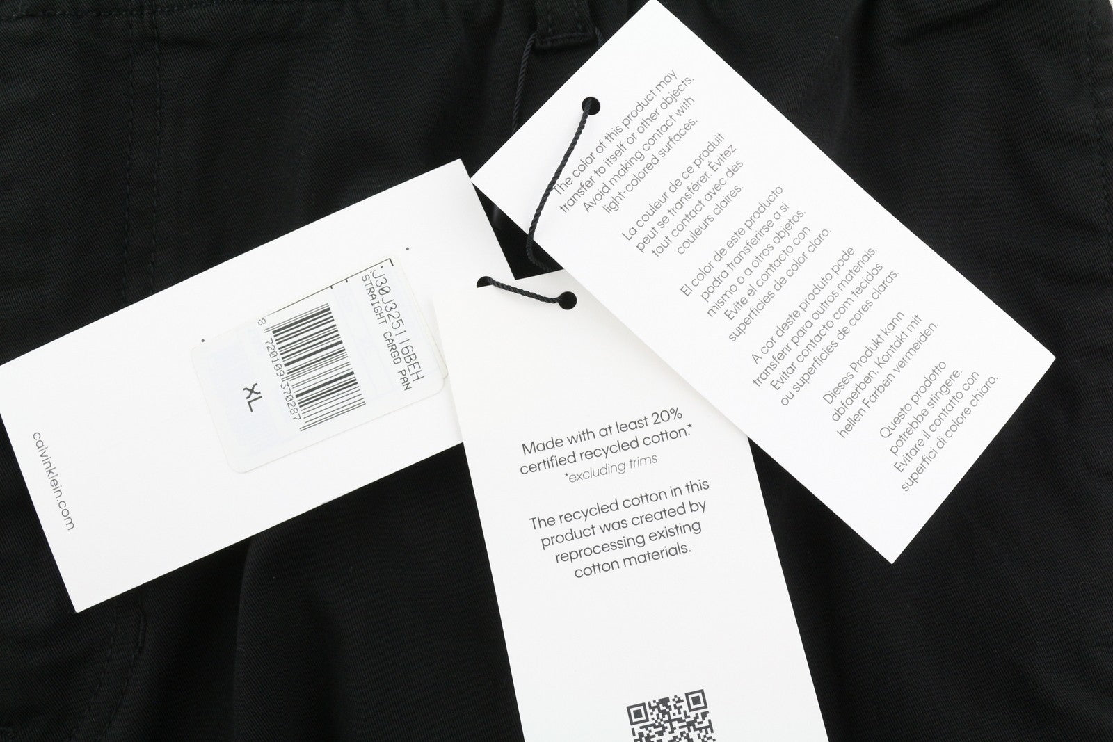 CALVIN KLEIN Straight Cargo Men Trousers XL Black Patch Pockets Regular Fit Dark