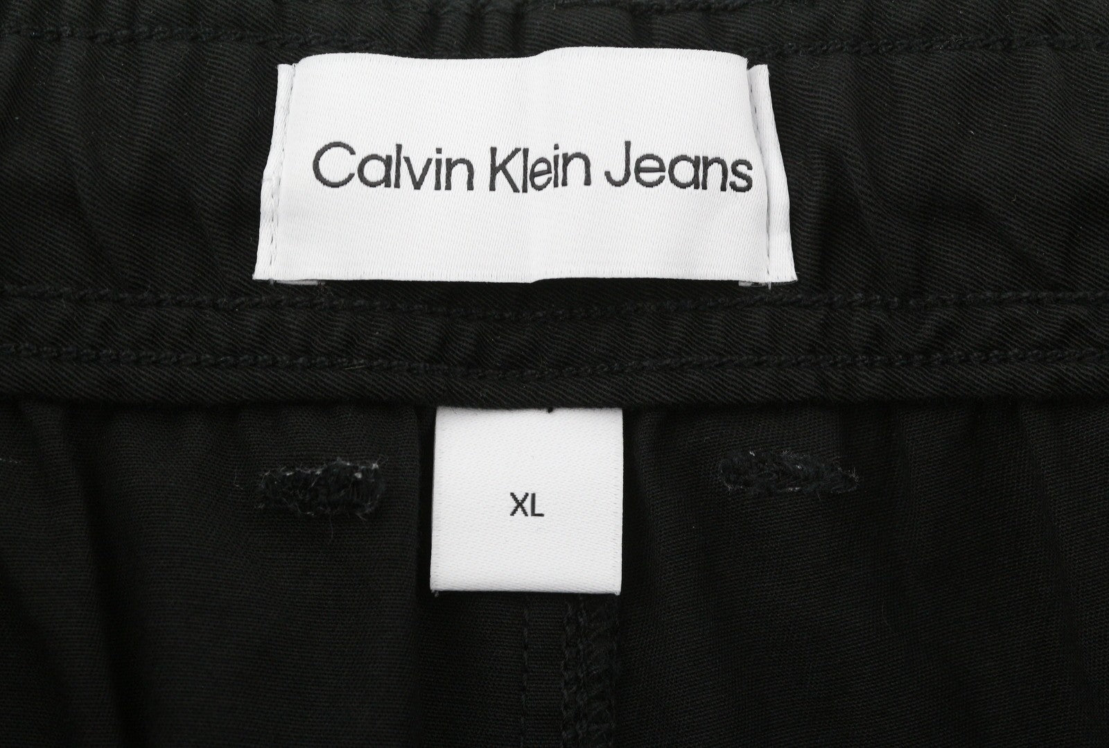 CALVIN KLEIN Straight Cargo Men Trousers XL Black Patch Pockets Regular Fit Dark