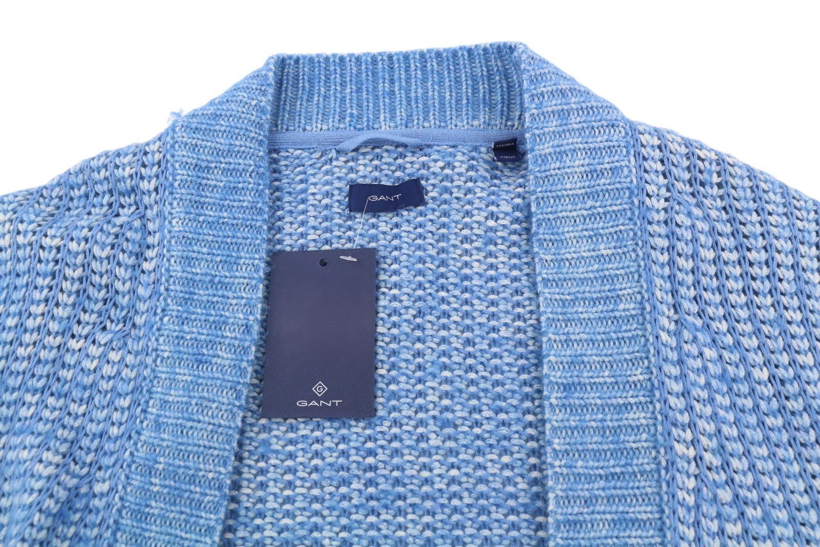 GANT Boyfriend Cardigan Women Jumper S Blue Melange Wool Alpaca Blend Tight-Knit