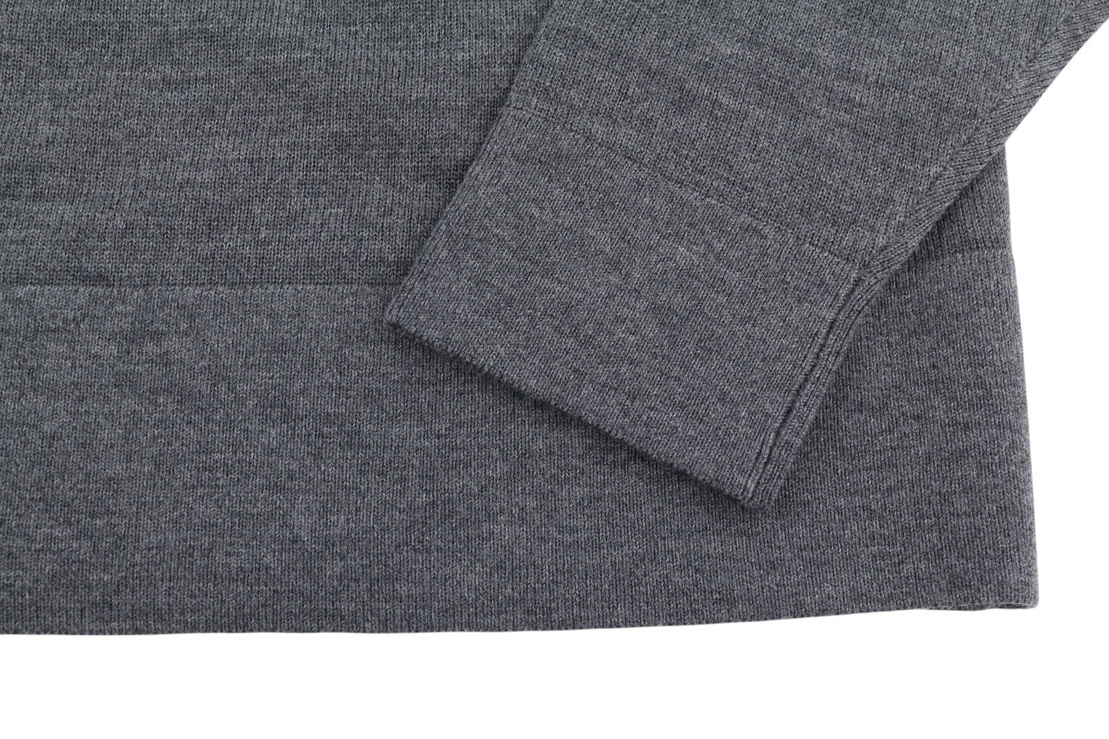 CALVIN KLEIN Merino Mock Neck Men Jumper XL Grey Wool Tight-Knit Logo Pullover