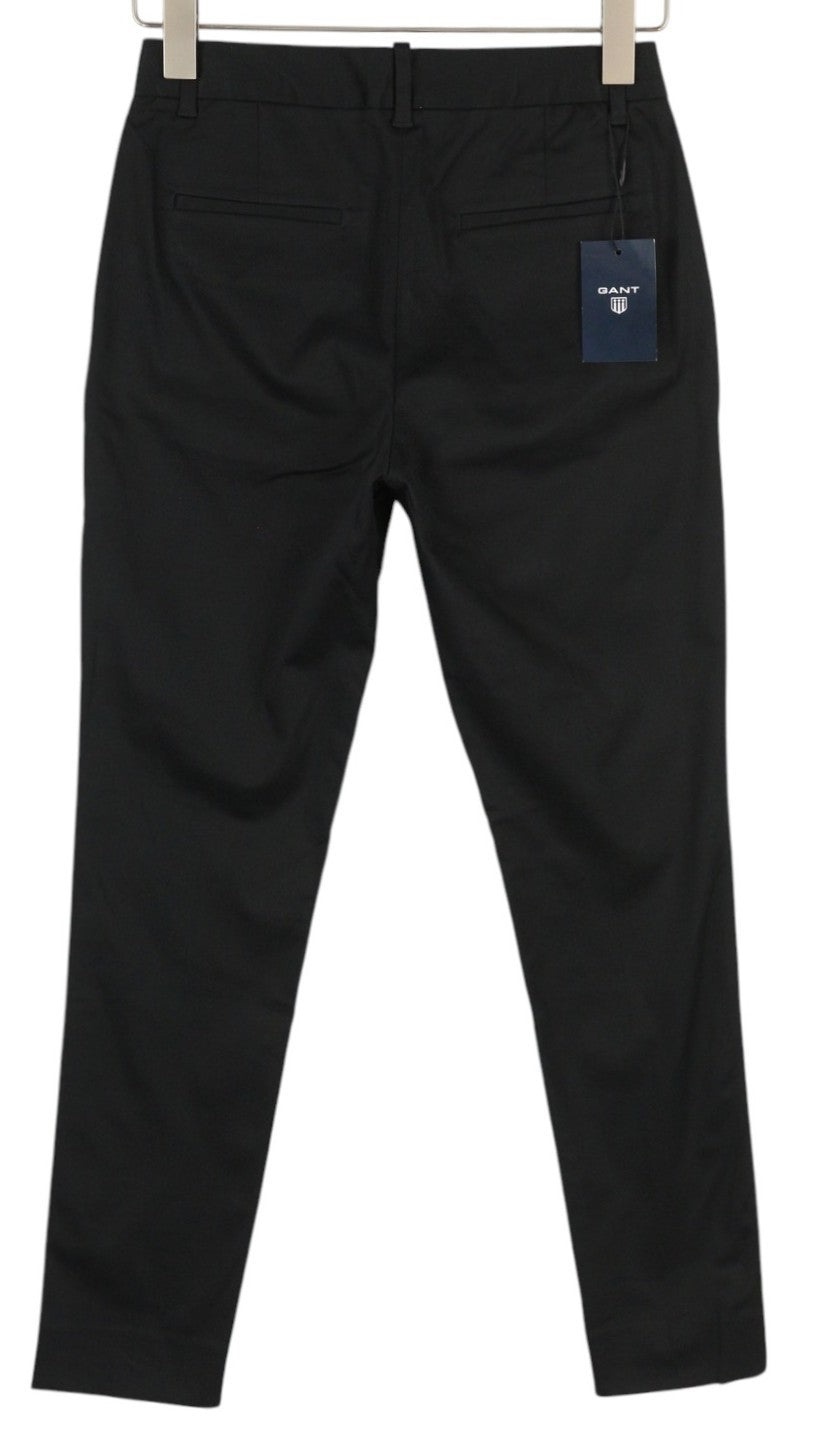 GANT Tp Satin Slack Women Trousers EU34 Black Tech Prep Slim Flat Front Classic
