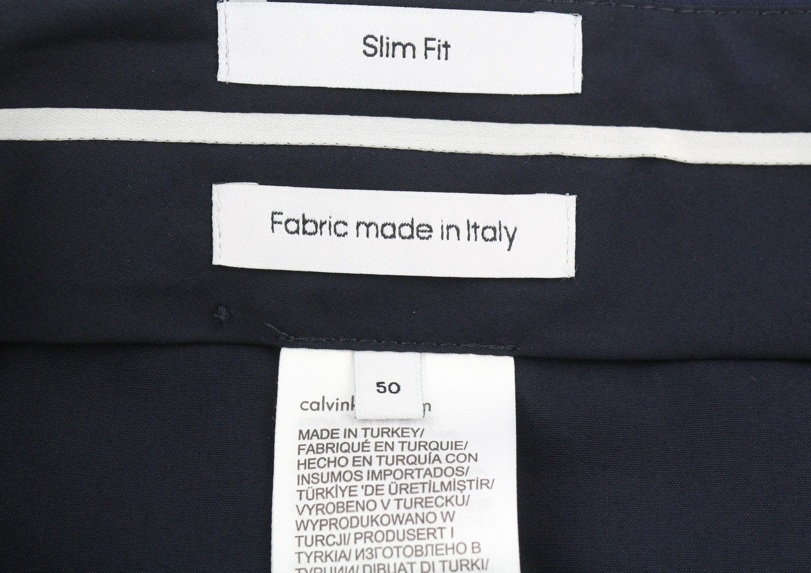 CALVIN KLEIN Stretch Wool Slim Men Trousers W34 Blue Flat Front Classic RRP€139