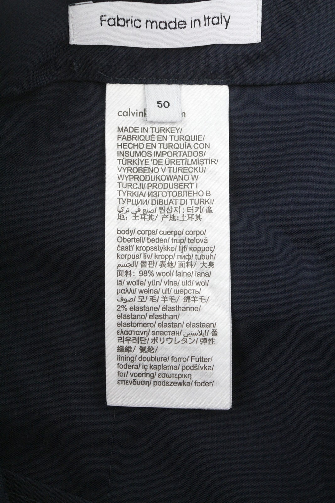 CALVIN KLEIN Stretch Wool Slim Men Trousers W34 Blue Flat Front Classic RRP€139