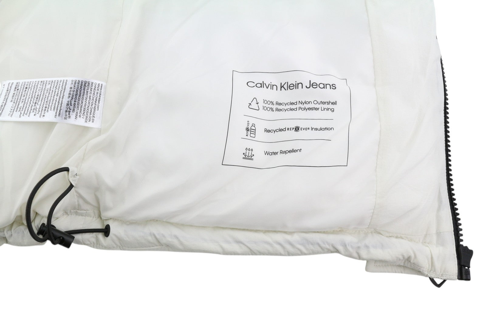 CALVIN KLEIN Men Waistcoat L White Water Repellent Padded Quilted Zip RRP€179