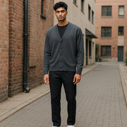 CALVIN KLEIN Merino Comfort Cardigan Men Jumper 2XL Grey Melange Button-Up Knit