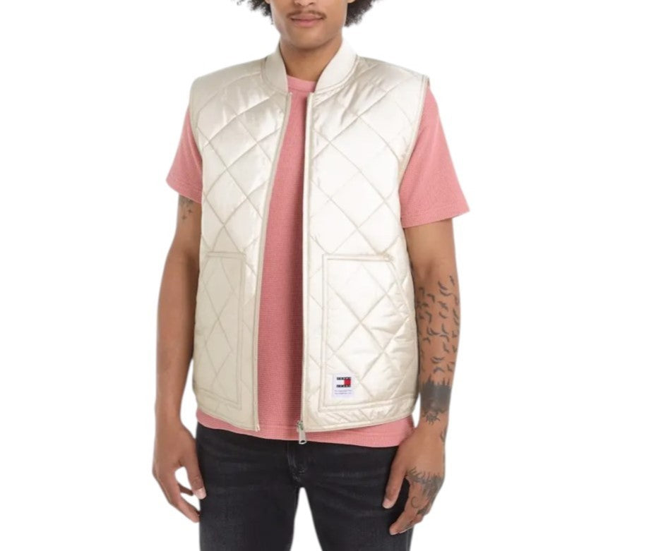 TOMMY HILFIGER Tjm Reg Entry Vest Men Waistcoat 2XL White Padded Quilted RRP€149
