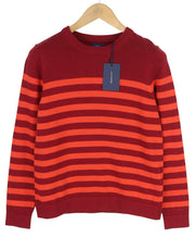 GANT Striped Cotton Crew Women Jumper XS Red Tight-Knit Crew Collar Pullover