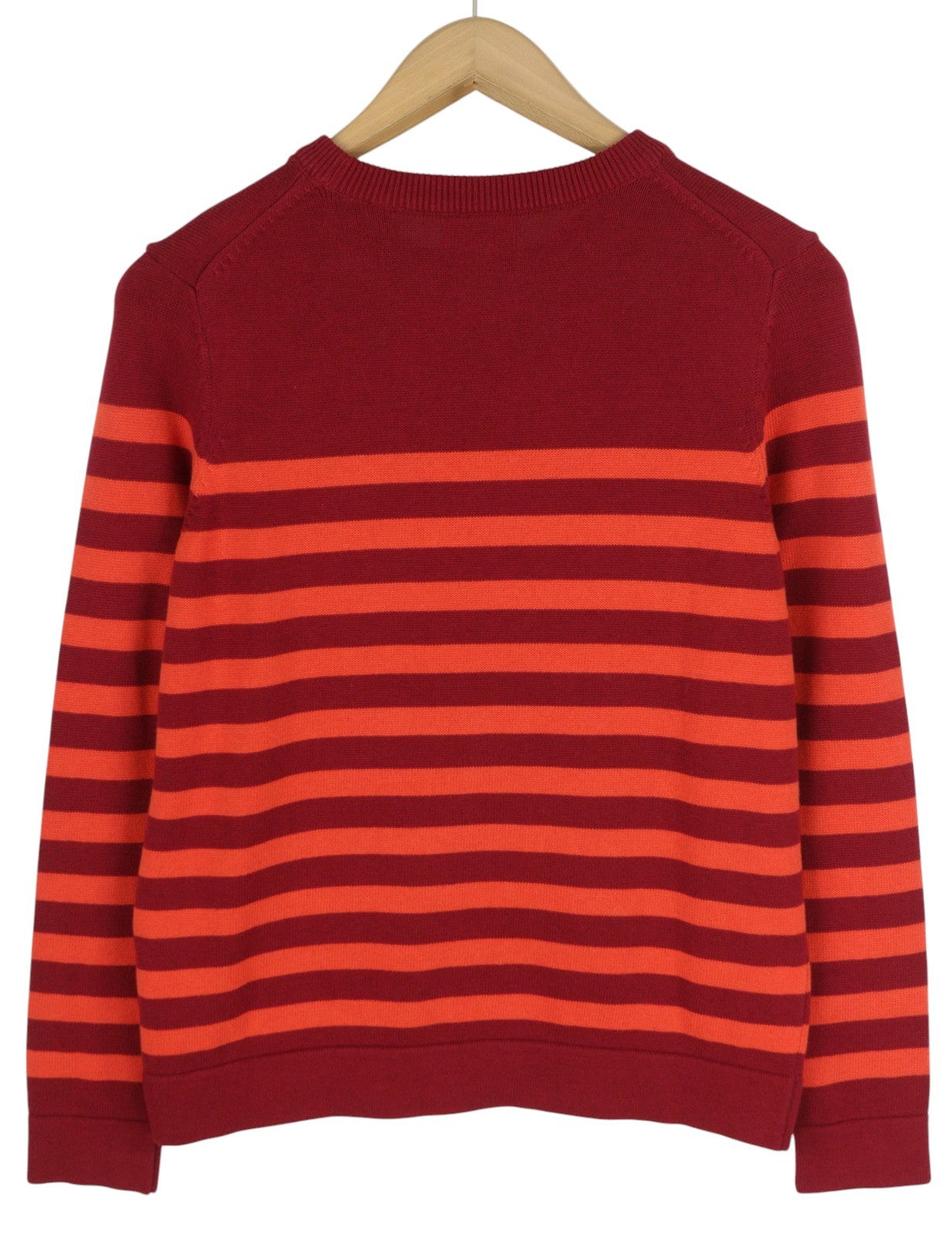 GANT Striped Cotton Crew Women Jumper XS Red Tight-Knit Crew Collar Pullover