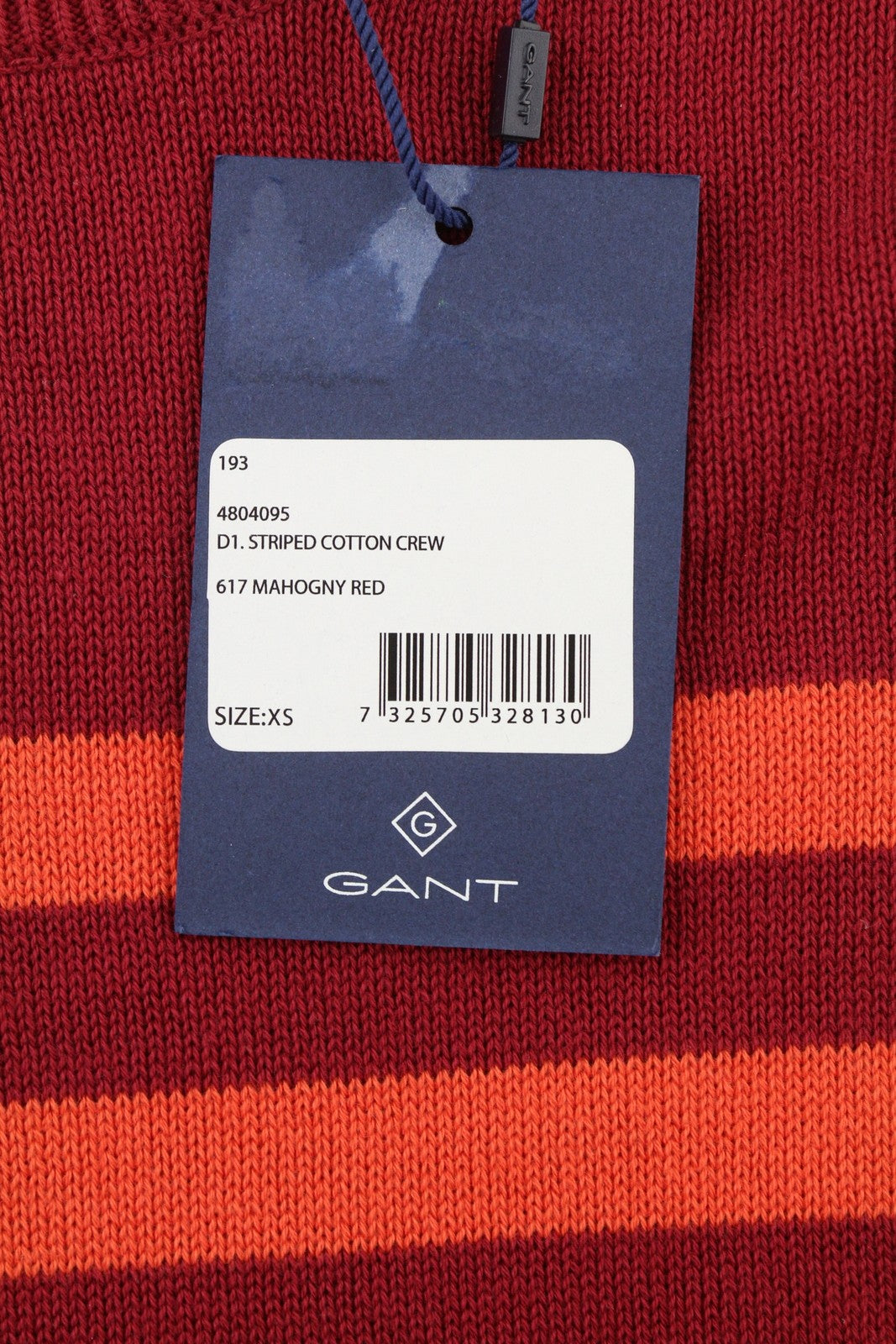 GANT Striped Cotton Crew Women Jumper XS Red Tight-Knit Crew Collar Pullover