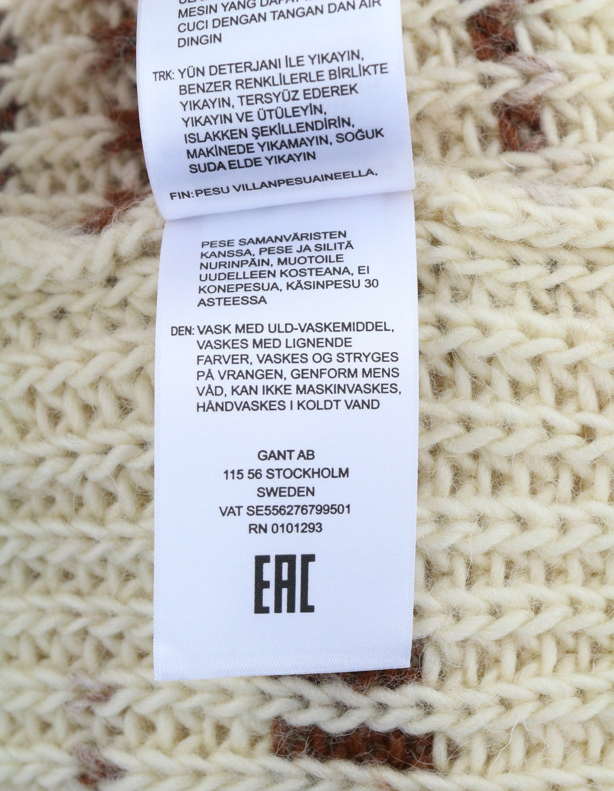 GANT Multi Color Turtle Women Jumper M Beige Wool Tight-Knit Patterned Pullover