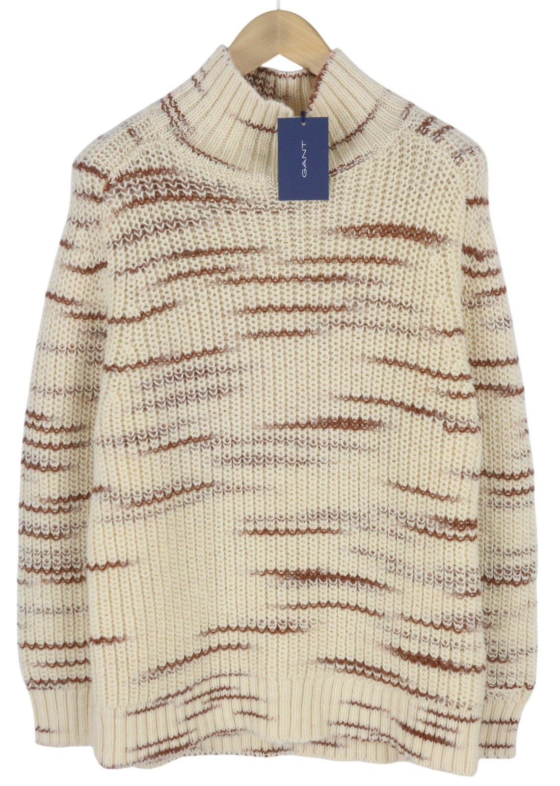 GANT Multi Color Turtle Women Jumper M Beige Wool Tight-Knit Patterned Pullover