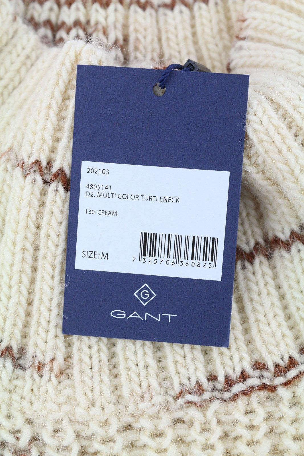GANT Multi Color Turtle Women Jumper M Beige Wool Tight-Knit Patterned Pullover
