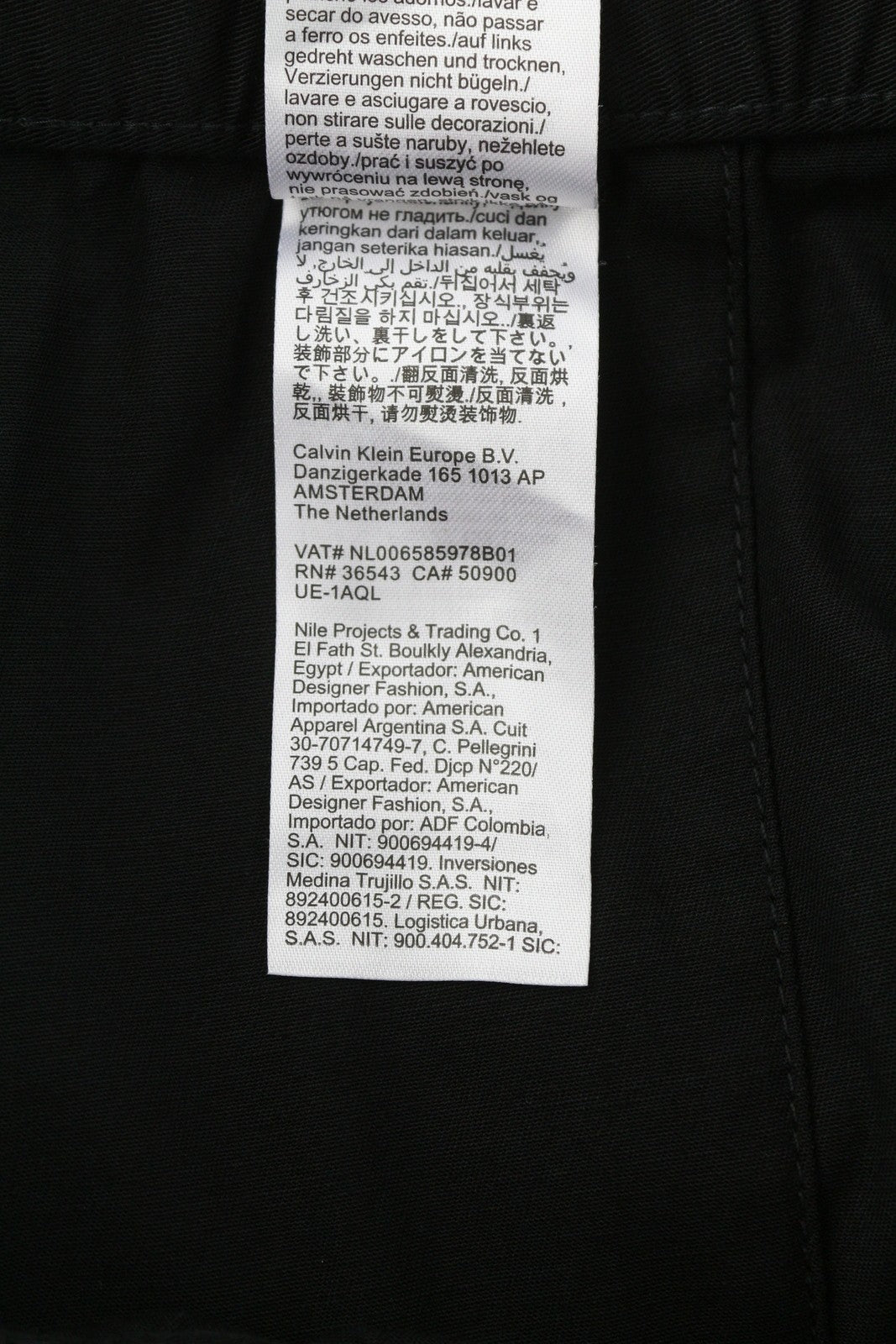 CALVIN KLEIN Belted Straight Men Trousers M Black Drawstring Waist Regular Fit